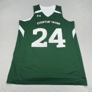 Under Armour Notre Dame Fightin Irish Men Large Green White Reversible Jersey 24